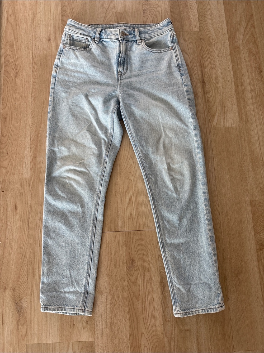 American Eagle Light Blue High-Rise Straight Jeans